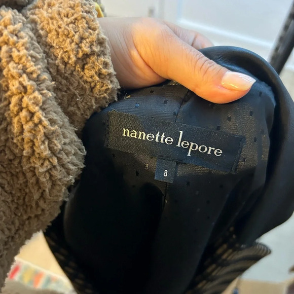 Nanette Lepore Two Tone Leather Trim Blazer - Picture 3 of 6